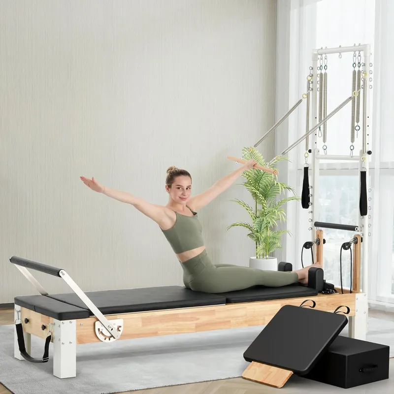 PAETA Wooden Reformer Pilates Machine with Tower & Mat